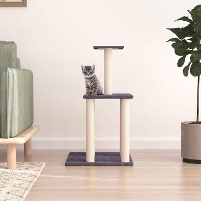 Vidaxl Rascador Para Gatos Con Postes De Sisal Gris Oscuro 85,5 Cm_1