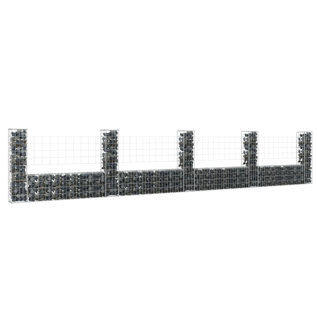 Cesta De Gaviones Forma De U 5 Postes De Hierro 500x20x100 Cm / Vetonek_3
