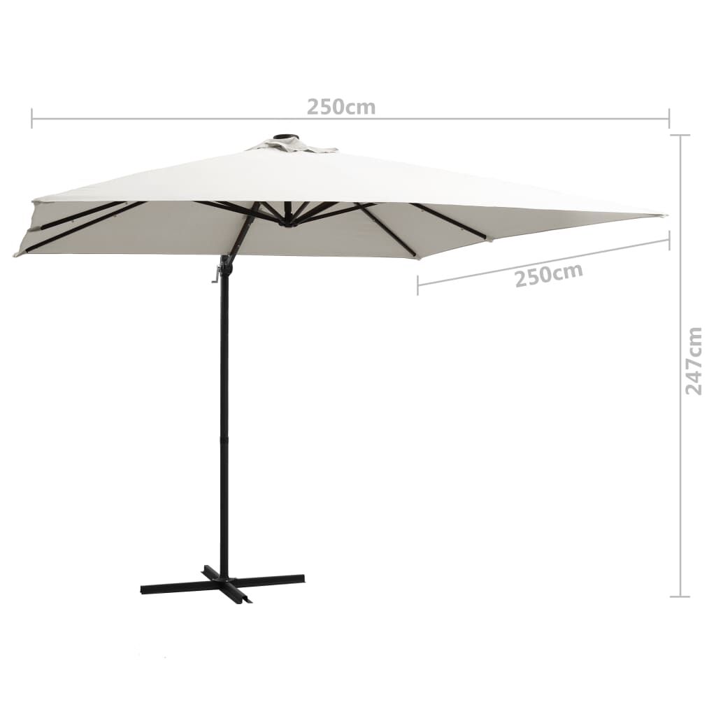 Vidaxl Sombrilla Voladiza Jardín Led Palo De Acero Arena 250x250 Cm_2