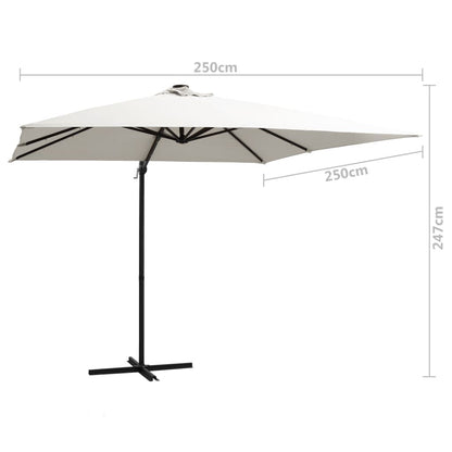Vidaxl Sombrilla Voladiza Jardín Led Palo De Acero Arena 250x250 Cm_2