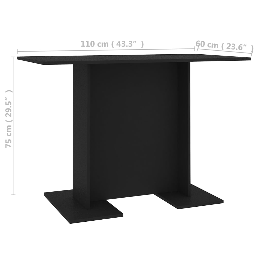 Mesa De Comedor De Madera Contrachapada Negro 110x60x75 Cm_4