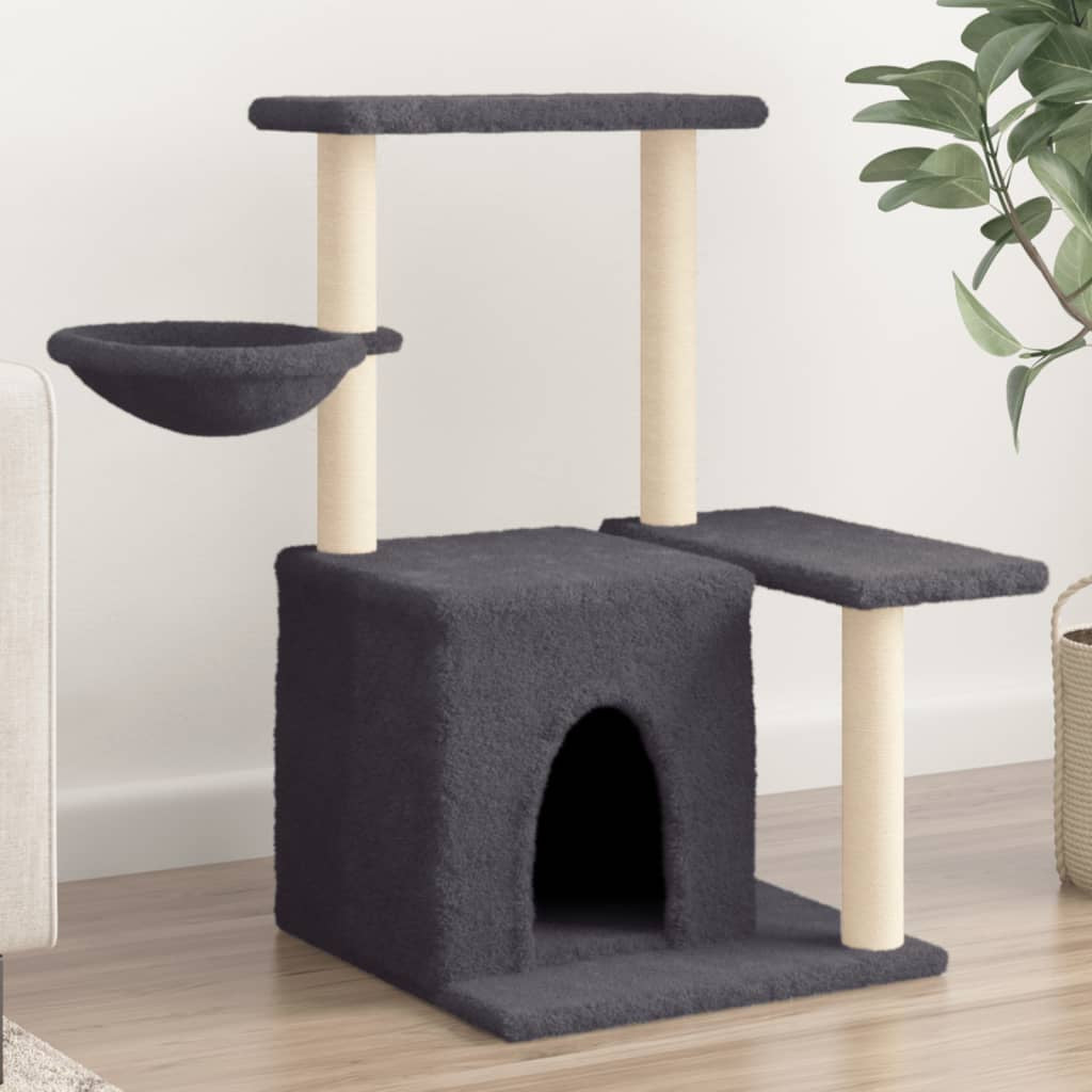 Vidaxl Rascador Para Gatos Con Postes De Sisal Gris Oscuro 83 Cm_1