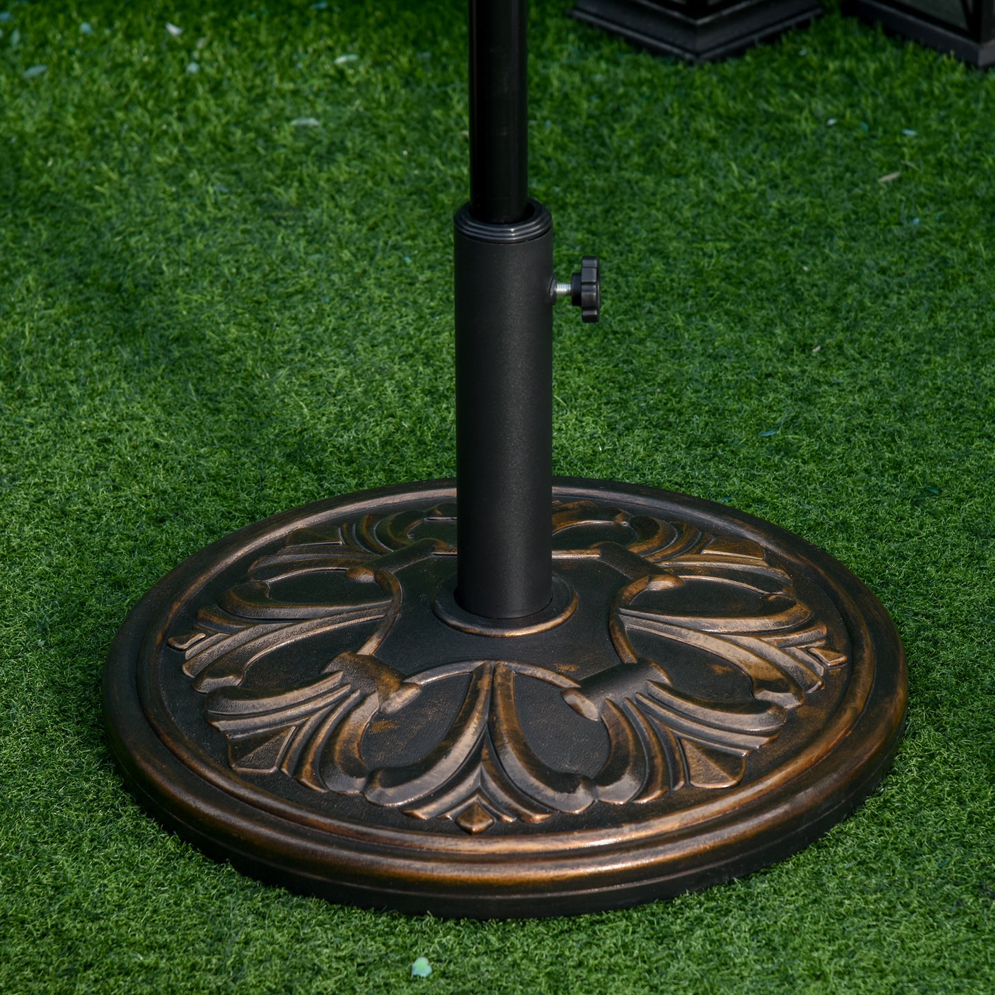 Outsunny Base De Sombrilla Redondo Peso 13 Kg De Hdpe Y Cemento Ø48x34 Cm Bronce_1
