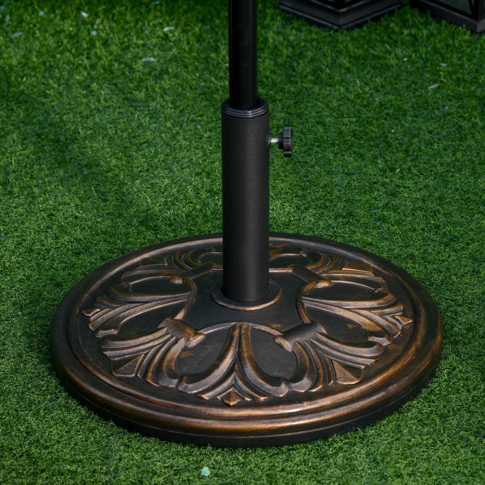 Outsunny Base De Sombrilla Redondo Peso 13 Kg De Hdpe Y Cemento Ø48x34 Cm Bronce_1