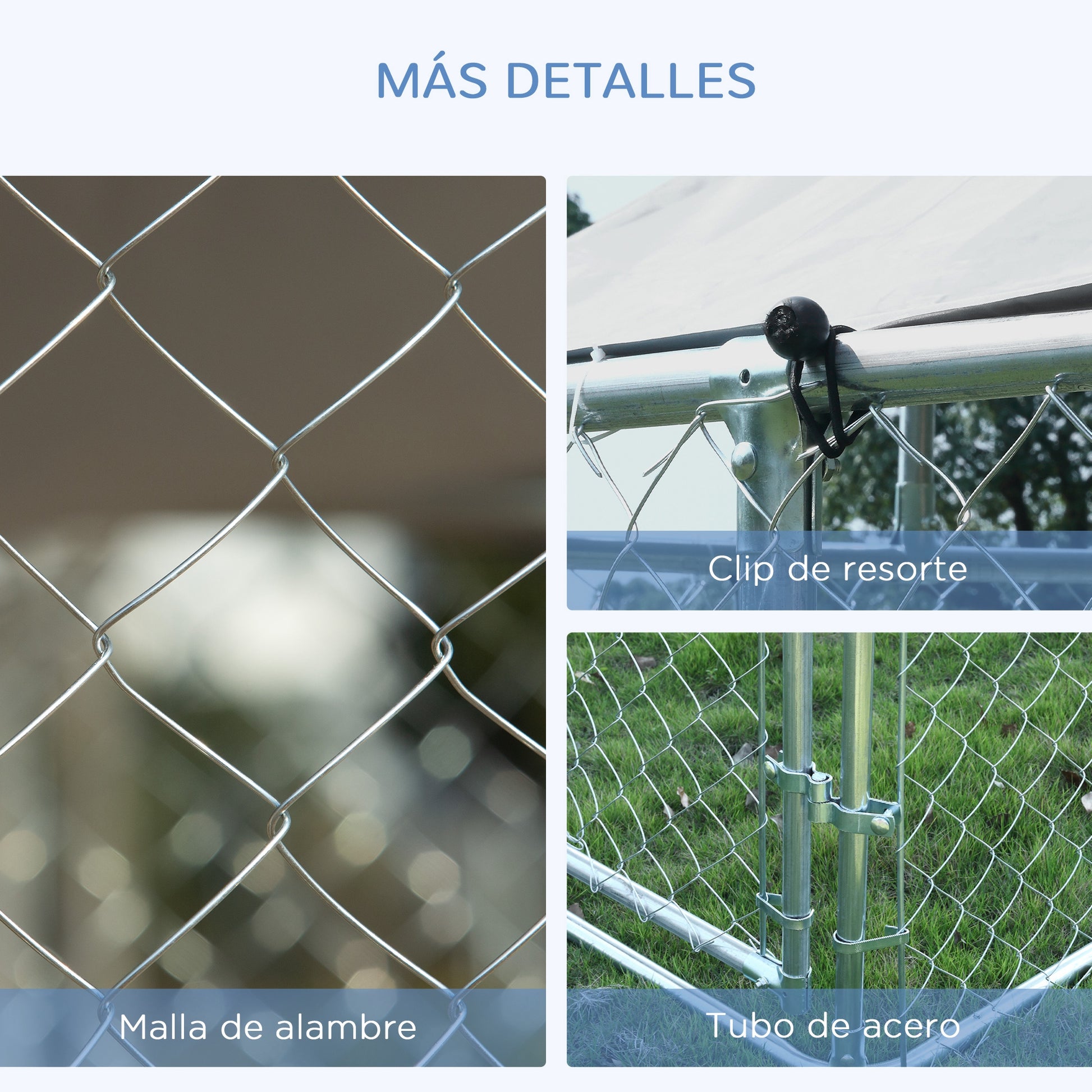 Pawhut Perrera De Exterior Con Toldo Anti-uv Impermeable 300x300x234 Cm Plata_5
