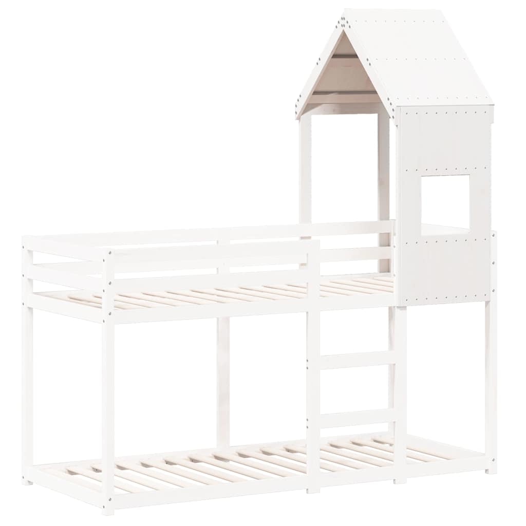 Techo De Cama Infantil Madera Maciza Pino Blanco 55x99x139,5 Cm_2