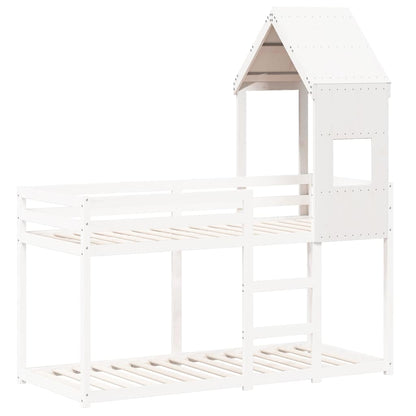 Techo De Cama Infantil Madera Maciza Pino Blanco 55x99x139,5 Cm_2