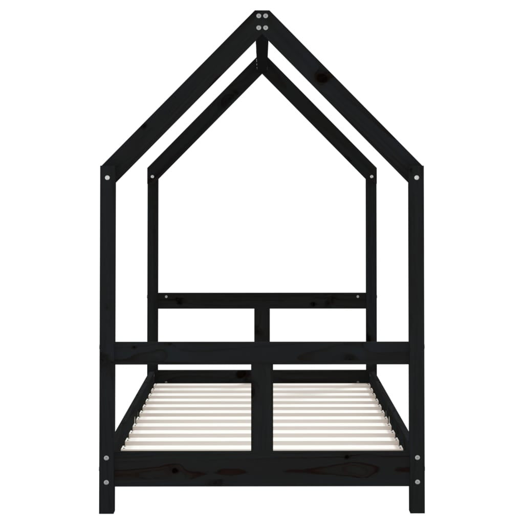 Vidaxl Estructura De Cama Para Niños Madera De Pino Negro 80x160 Cm_4