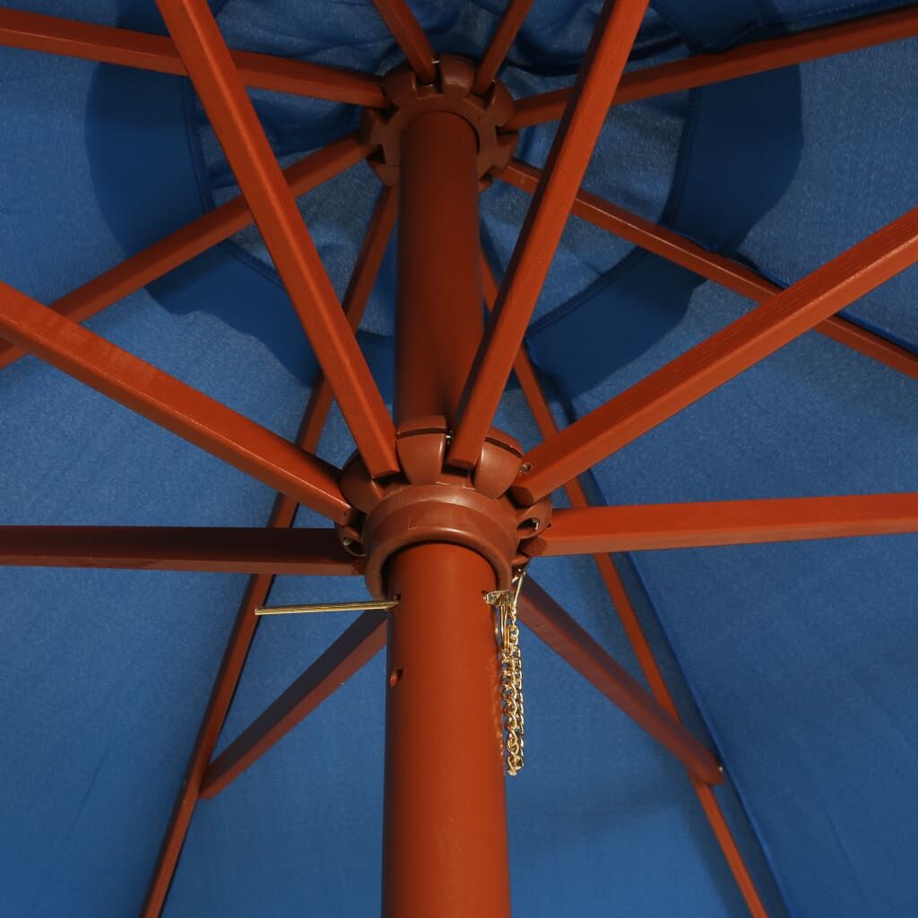 Vidaxl Sombrilla De Jardín Con Palo De Madera Azul 300x258 Cm_1