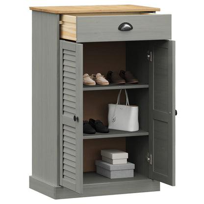 Zapatero Vigo Madera Maciza De Pino Gris 60x35x96 Cm / Vetonek_1