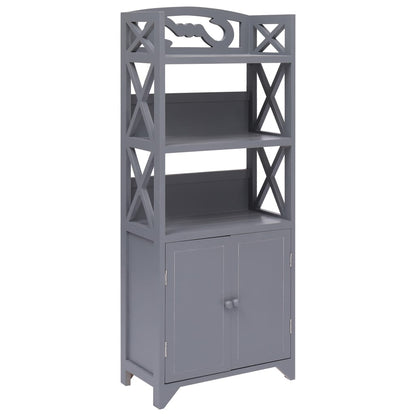 Mueble De Baño Madera De Paulownia Gris 46x24x116 Cm_0
