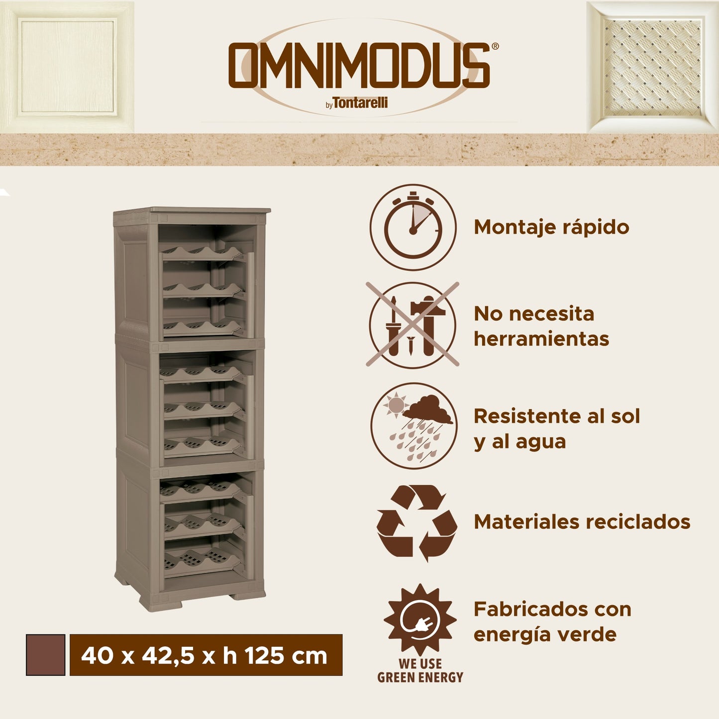 3 Estantería De Almacenamiento Modular Con Estante Para 27 Botellas Wengué_1