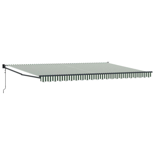 Toldo Retráctil Verde Y Blanco 500 X 300 Cm Poliéster Y Metal_0