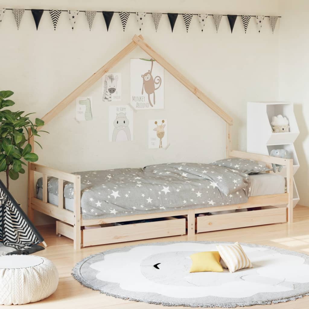 Vidaxl Estructura De Cama Para Niños Con Cajones Madera Pino 90x200 Cm_1