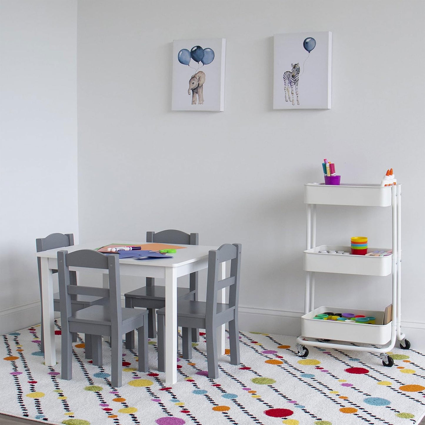 Well Home Carro De Cocina De Hierro En Blanco Con Ruedas Y 3 Cajones_2
