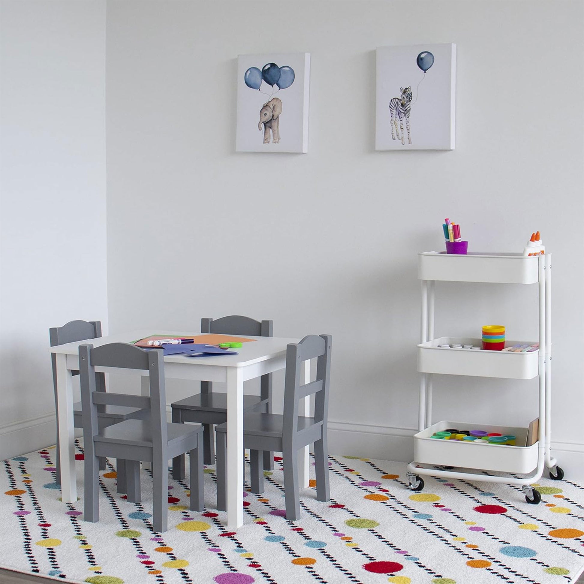Well Home Carro De Cocina De Hierro En Blanco Con Ruedas Y 3 Cajones_2