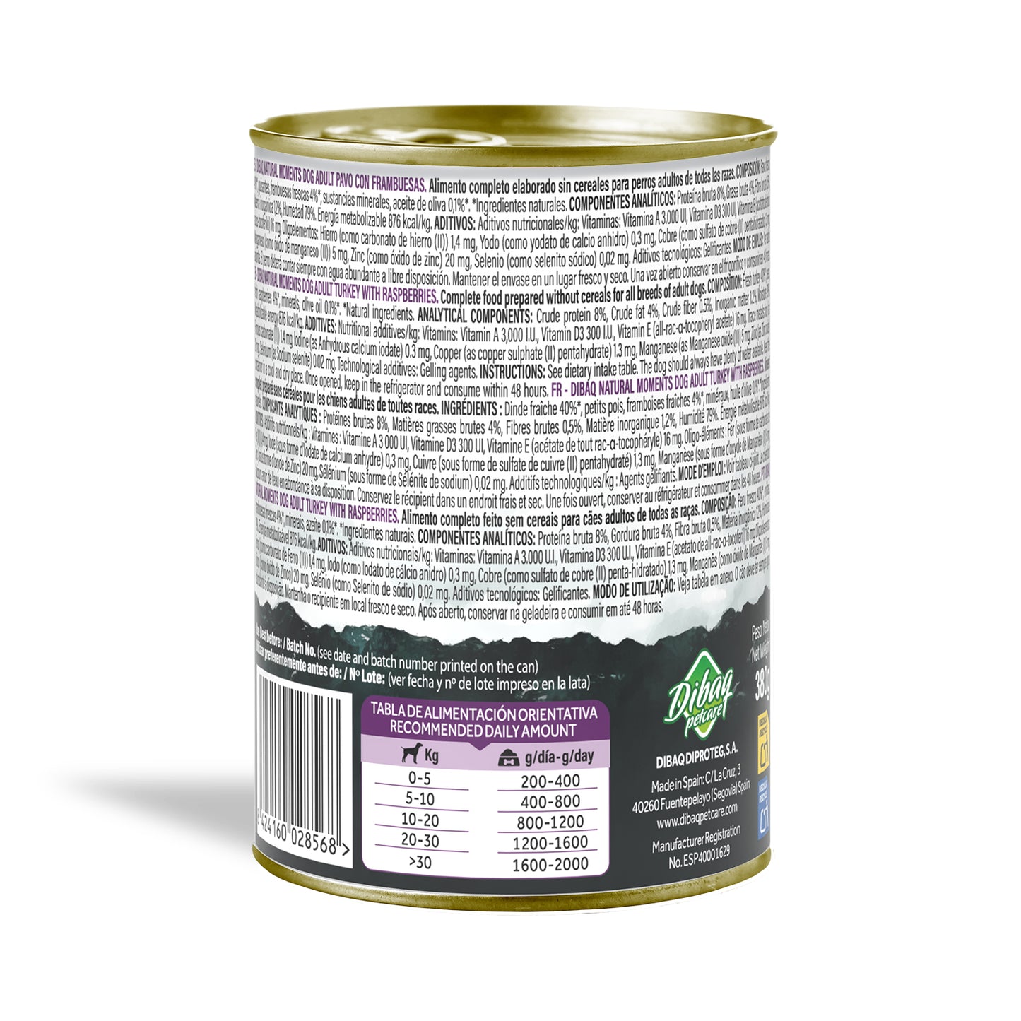 Dibaq Natural Moments Adulto Pavo Con Frambuesa, 12 Latas X 380gr_2