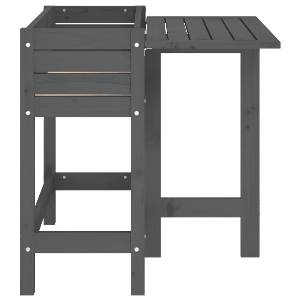 Jardinera Con Tapa Plegable Madera Maciza De Pino Gris_4