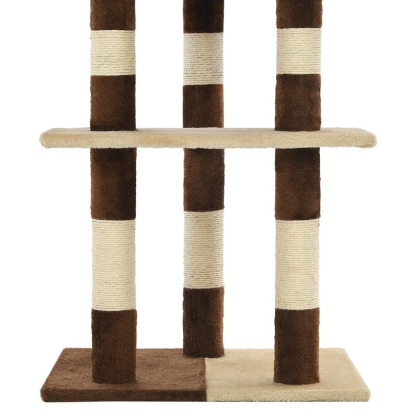 Vidaxl Rascador Para Gatos Con Postes De Sisal 127 Cm Beige Y Marrón_5