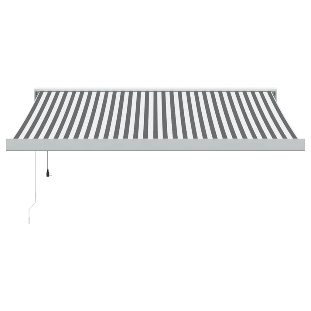 Toldo Retráctil Aluminio Y Tela Antracita Y Blanco 3,5x2,5 M_0