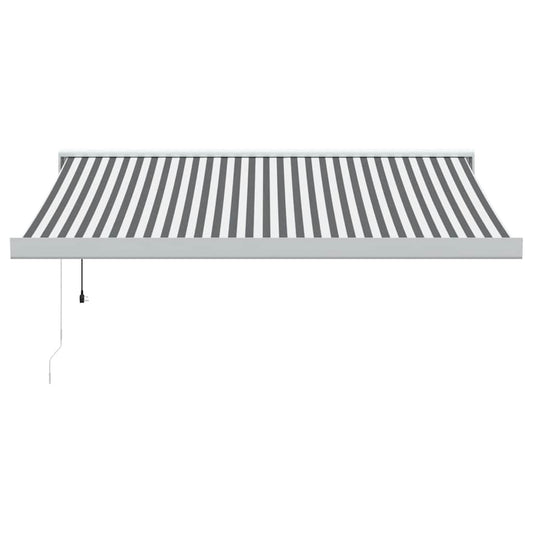 Toldo Retráctil Aluminio Y Tela Antracita Y Blanco 3,5x2,5 M_0
