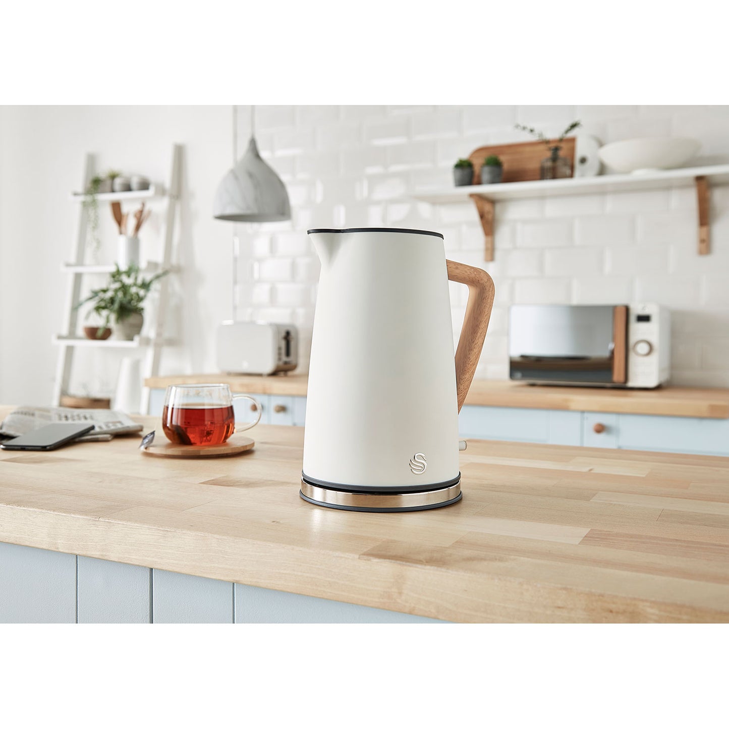 Swan Nordic Set Desayuno, Hervidor Agua 1,7l, Tostadora 2 Rebanadas, Microondas 20l Digital, Strp1060whtneu, Blanco_3