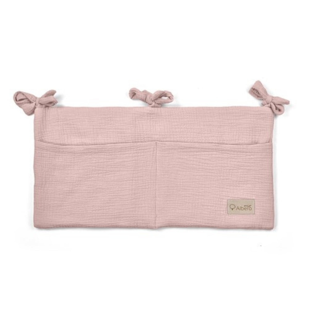 Organizador De Cuna Con Compartimentos Muselina Rosa_0