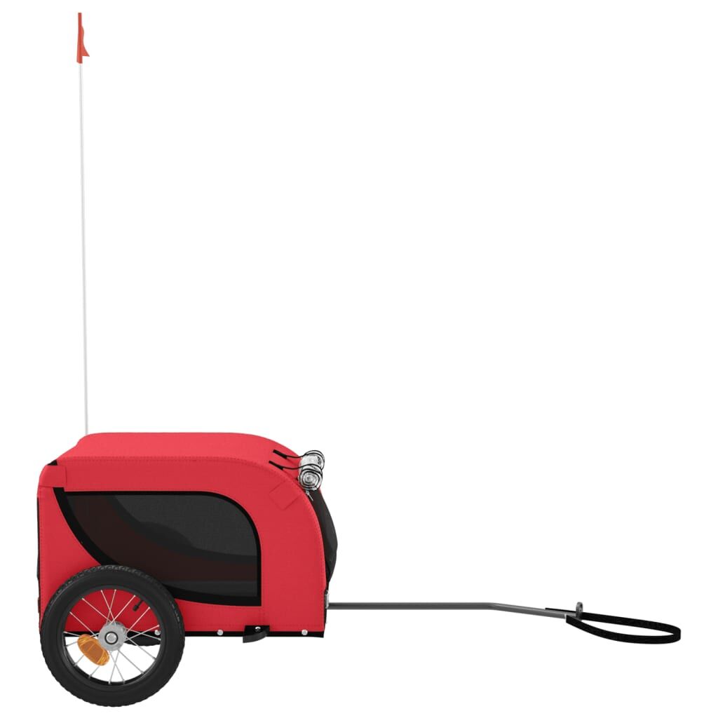 Vidaxl Remolque De Bicicleta Mascotas Hierro Tela Oxford Rojo Negro_4