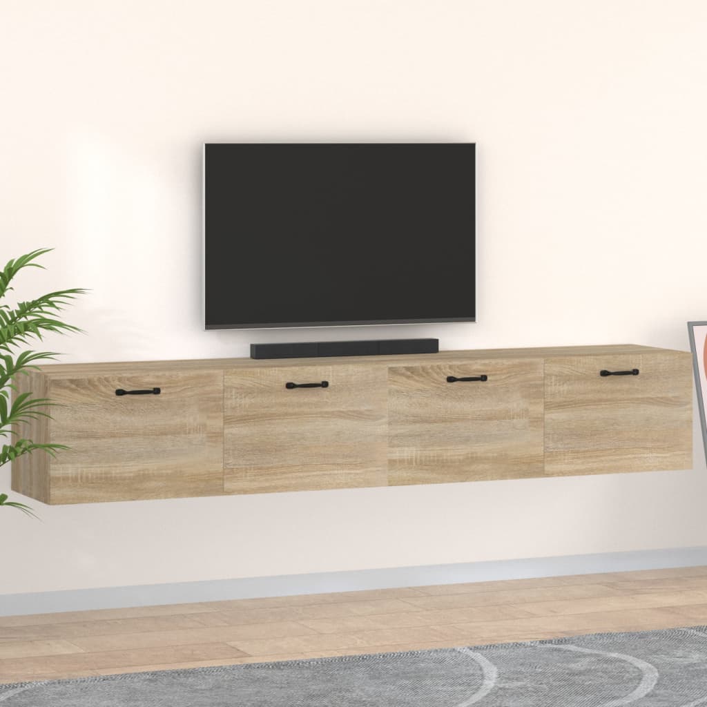 Armarios Pared 2 Uds Contrachapada Roble Sonoma 100x36,5x35 Cm_0