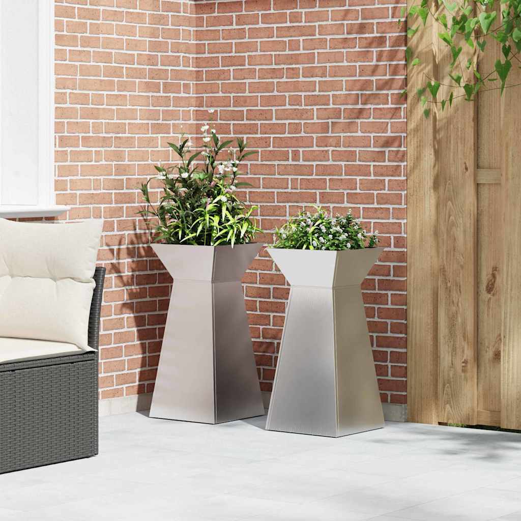 Maceta Pilar 2 Pcs Plateado 35 X 35 X 73 Cm_3