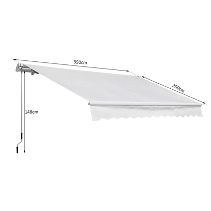 Outsunny Toldo Manual Plegable De Aluminio Con Manivela 3,5x2,5m Blanco_2