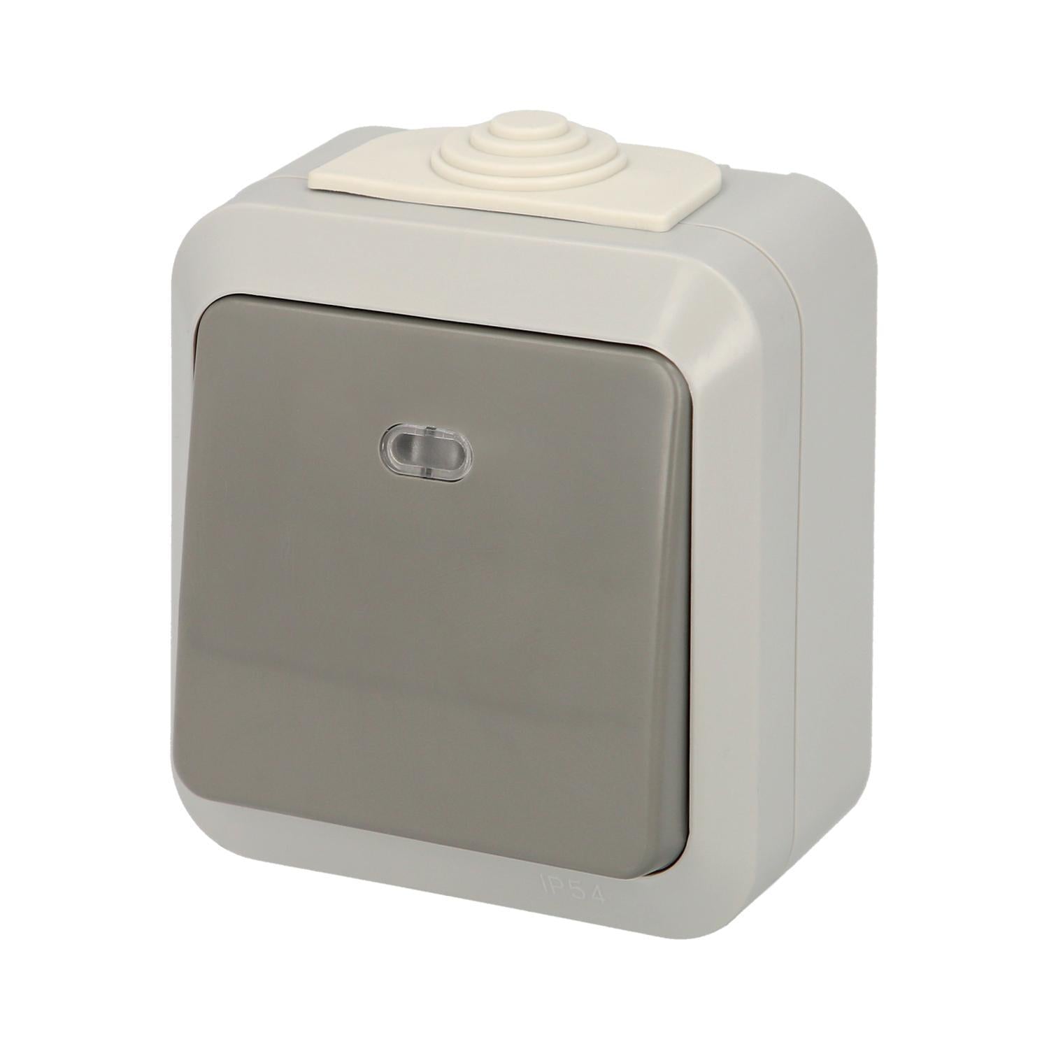 Pulsador Oryx Con Luz Y Tapa Gris