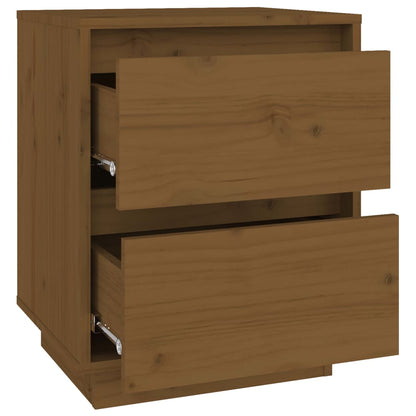 Mesita De Noche Madera Maciza De Pino Marrón Miel 40x35x50 Cm_4