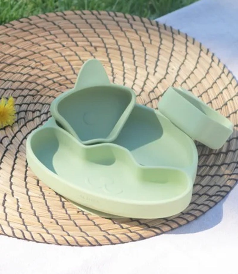 Plato Con Divisiones Extraíbles Y Forma De Perrito - Verde Oliva._2