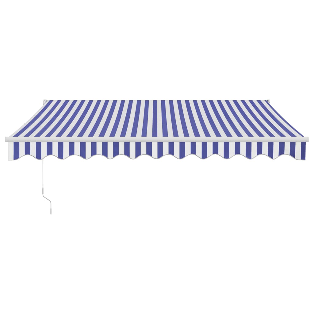 Toldo Retráctil Aluminio Y Tela Azul Y Blanco 3,5x2,5 M_2