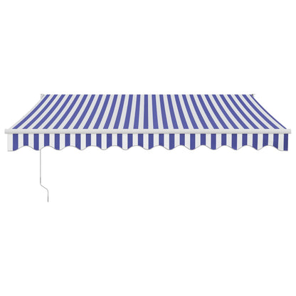 Toldo Retráctil Aluminio Y Tela Azul Y Blanco 3,5x2,5 M_2