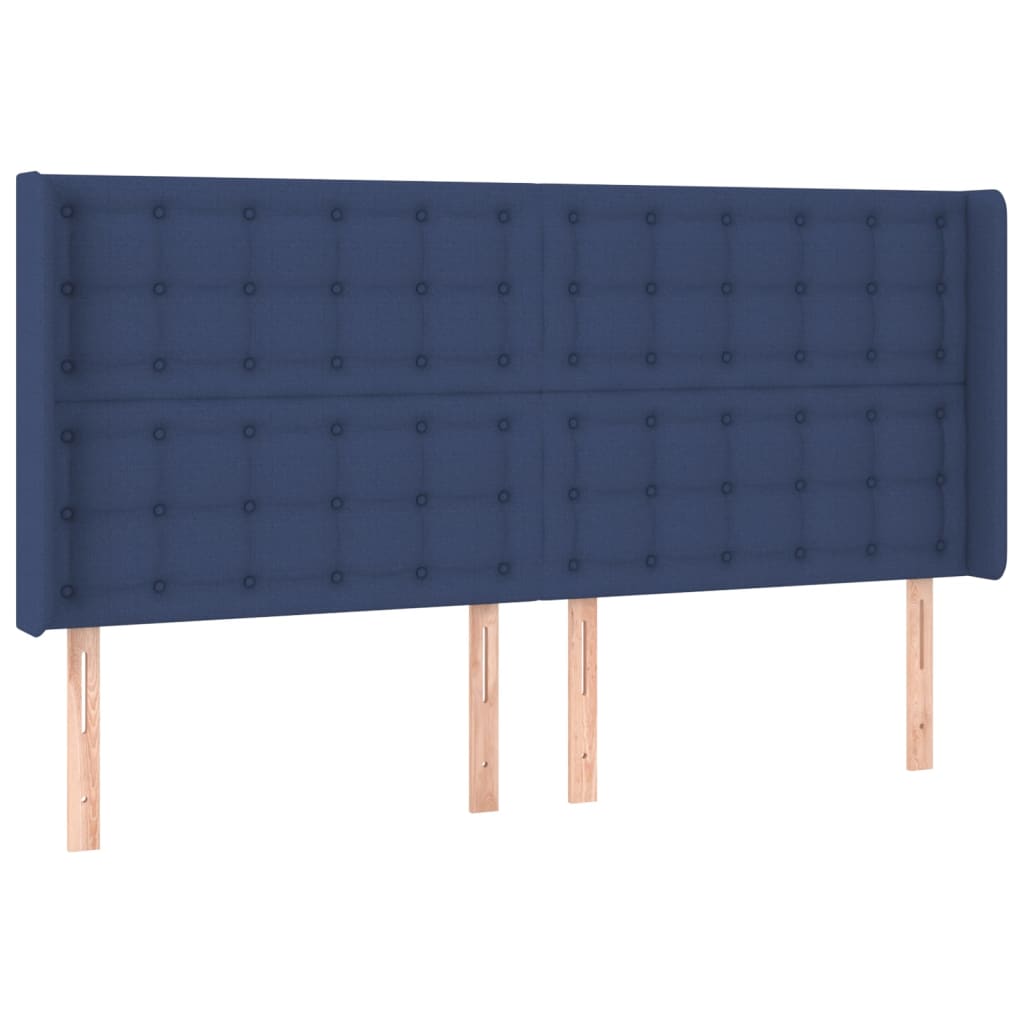 Cama Box Spring Colchón Y Luces Led Tela Azul 160x200 Cm / Vetonek_4