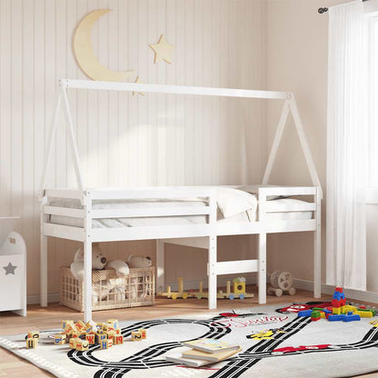 Techo De Cama Infantil Madera Maciza Blanco 209x85,5x88 Cm_1