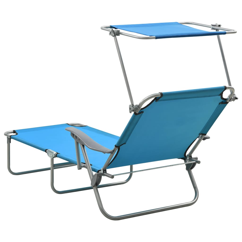 Tumbona Con Toldo De Acero Acero Azul_2