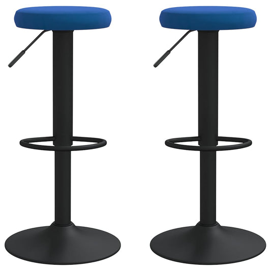 Taburetes De Cocina 2 Unidades Terciopelo Azul_0