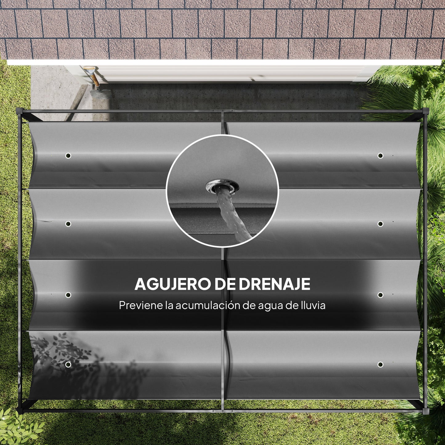 Outsunny Pérgola Con Techo Retráctil 4x3 M Resistente Al Agua Gris Oscuro_5
