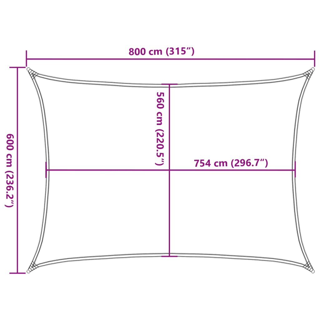 Vidaxl Toldo De Vela Poliéster Oxford 100% Gris Claro 8x6 M_2