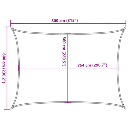 Vidaxl Toldo De Vela Poliéster Oxford 100% Gris Claro 8x6 M_2