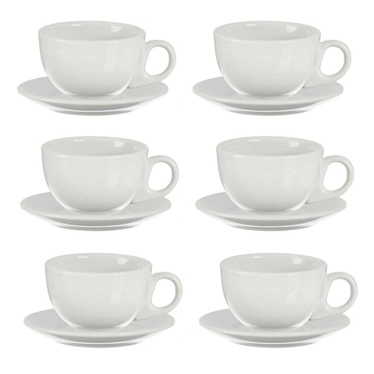 Set 6 Tazas Cafe Porcelana Blanca Con Pl Colección Vessia_0