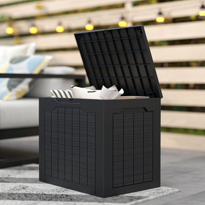 Outsunny Baúl De Almacenaje Exterior 97l Impermeable Con Asas Integradas Negro_3