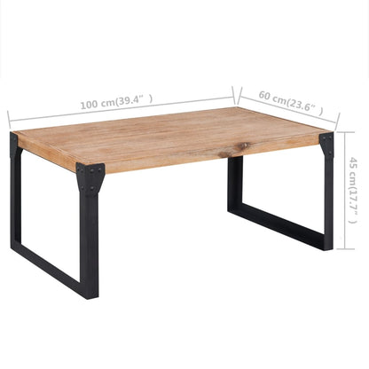 Mesa De Centro De Madera Maciza De Acacia 100x60x45 Cm_3