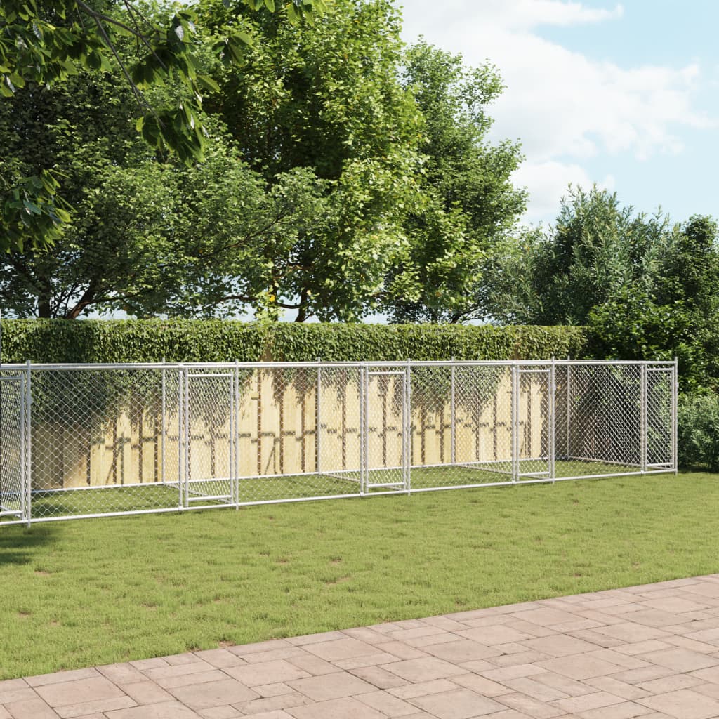 Jaula De Perros Con Puertas Acero Galvanizado Gris 10x2x1,5 M_2