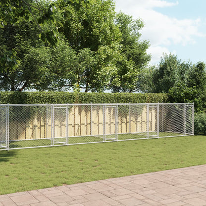 Jaula De Perros Con Puertas Acero Galvanizado Gris 10x2x1,5 M_2