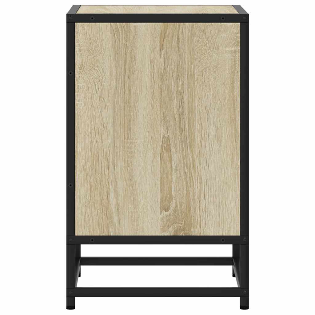 Mesita De Noche Madera Ingeniería Roble Sonoma 40x31x50cm Metal_4