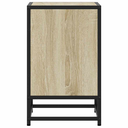 Mesita De Noche Madera Ingeniería Roble Sonoma 40x31x50cm Metal_4